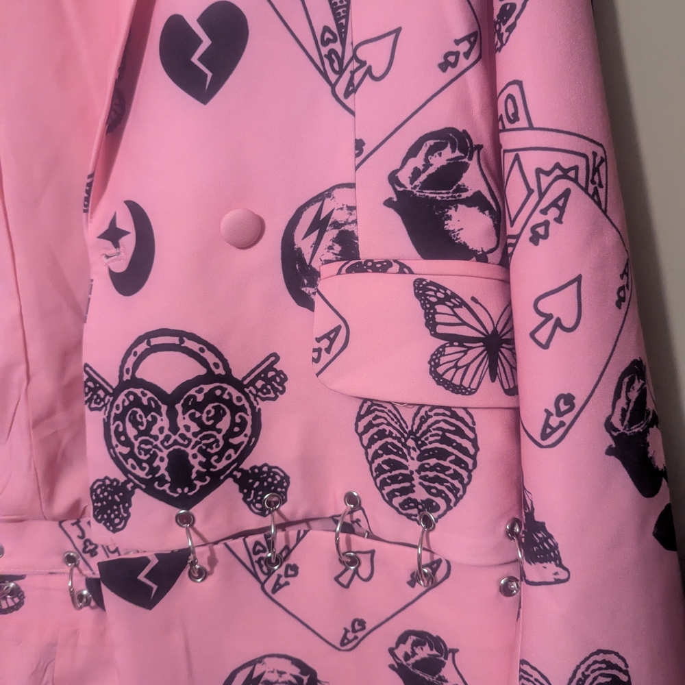 Vibrant Pink Graphic Women's Blazer - Picture 3 of 5